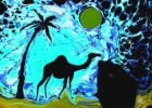 Un camello pintado sobre agua