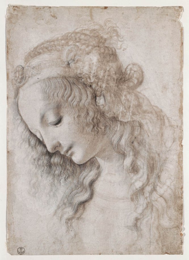 'Cabeza femenina con mirada hacia abajo', de Leonardo da Vinci.