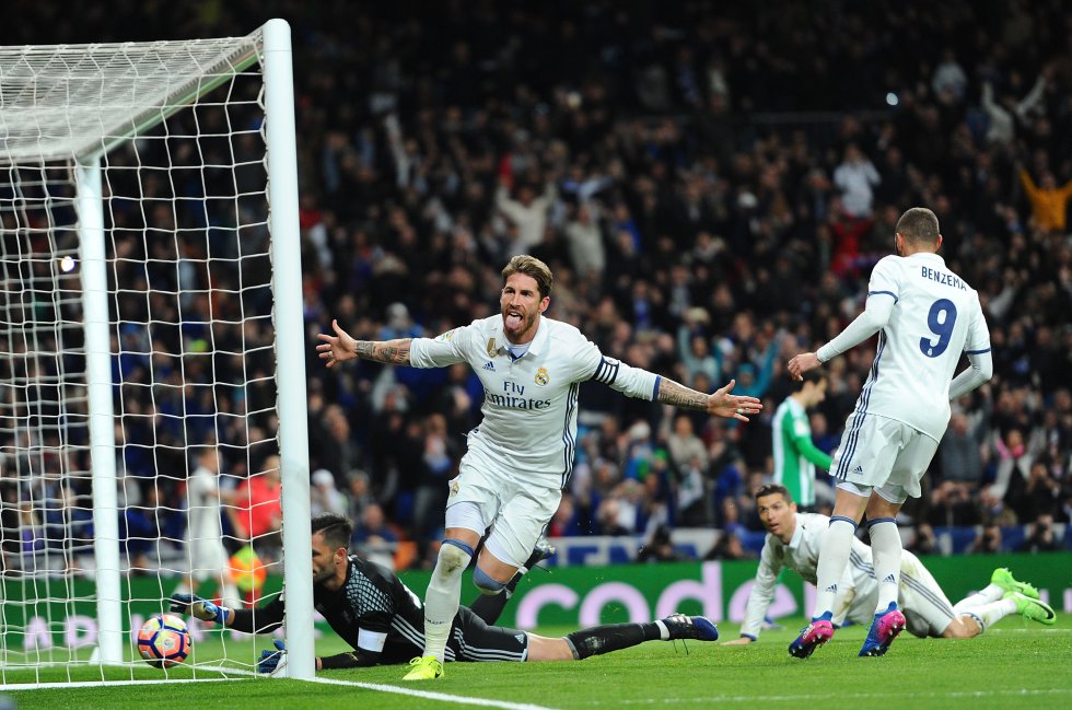 Sergio Ramos tras marcar el segundo gol del Real Madrid.
