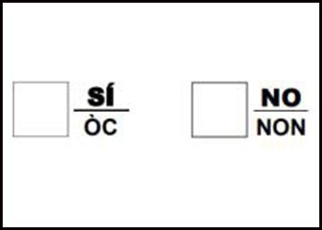 Así es la papeleta que la Generalitat propone para el referéndum de Cataluña