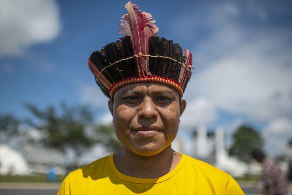 Janio Kaiowá, 22, do Mato Grosso do Sul: "A gente sempre vai defender o que é nosso. E sem território, não tem saúde, não tem educação. Acho que esse governo está sendo muito radical, mas nós não vamos desistir de lutar".