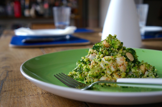 brocoli con gambas