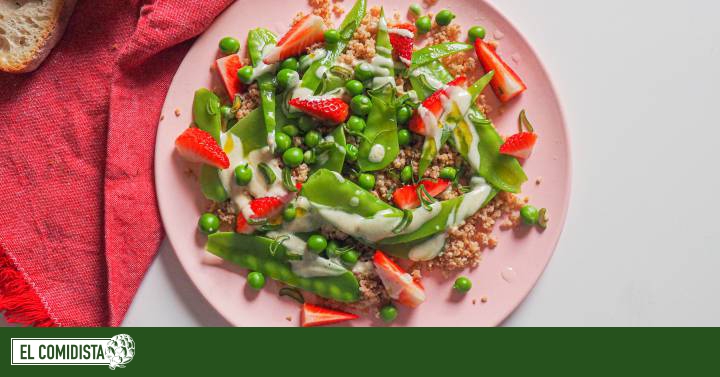 Pea, snow peas and strawberry salad
