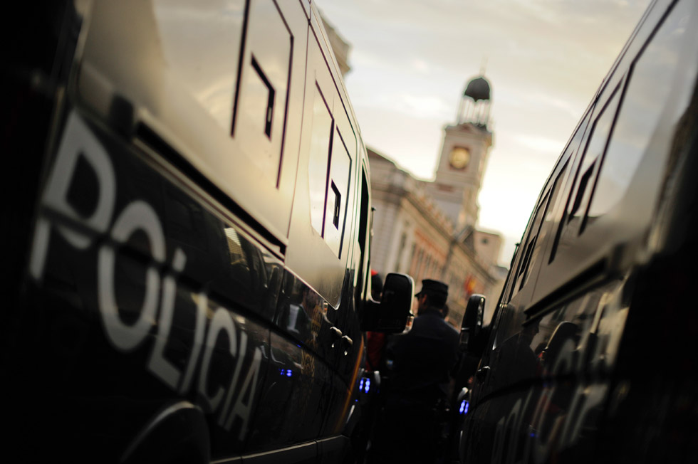 Dispositivo policial, en la Puerta del Sol.