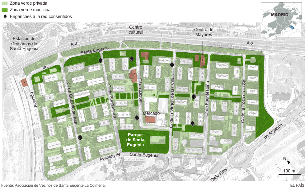 mapa santa eugenia madrid Riego en la colonia residencial Santa Eugenia | Madrid | EL PAÍS