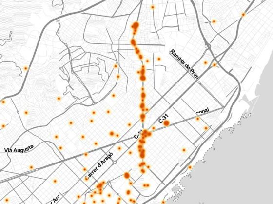 meridiana barcelona mapa La Diada concentra los tuits de Barcelona en la Meridiana 