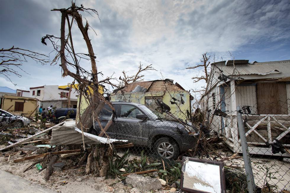 Estado de algunas de las viviendas de la isla caribeña de San Martín tras el paso del huracán Irma, el 7de septiembre de 2017.rn