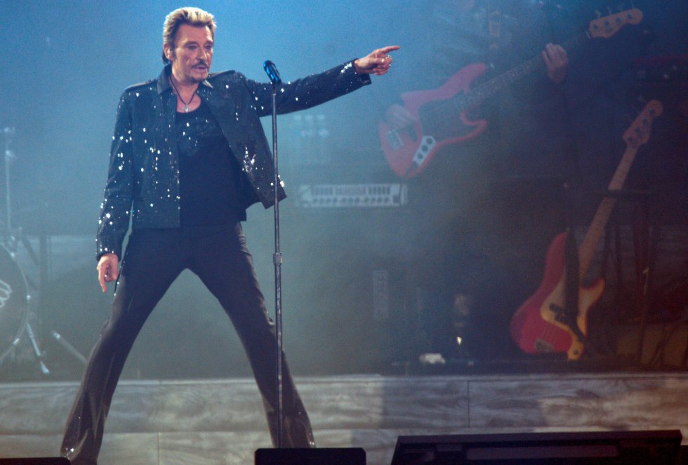 Hallyday en un concierto en el Stade de France es Saint Denis (París) en 2009. 