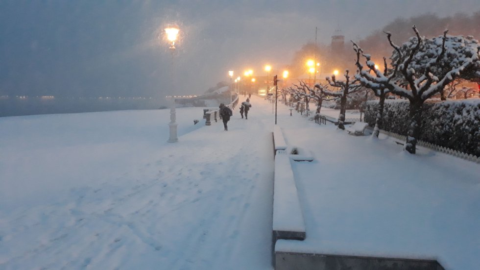 Vista de San Sebastián tras las fuertes nevadas, el 28 de febrero.