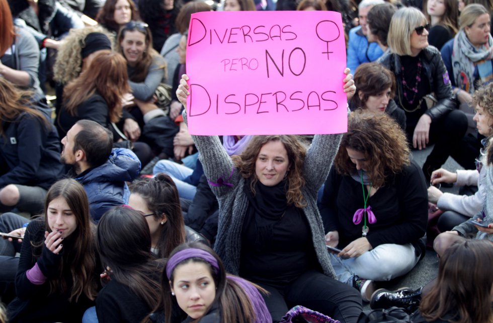 Ambiente durante la manifestación en Bilbao.