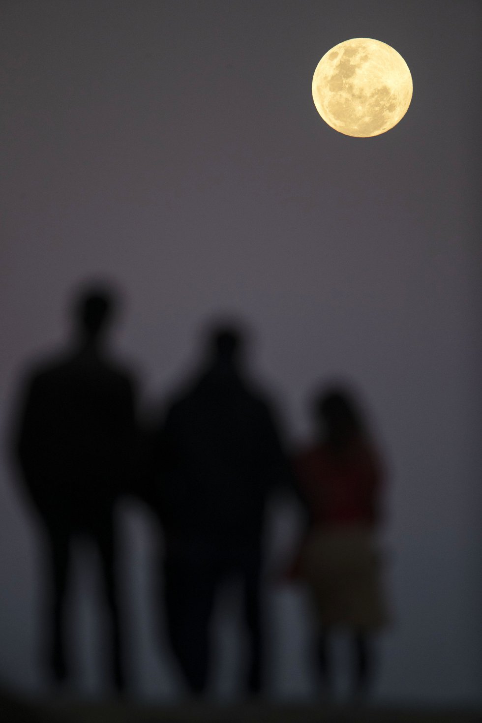 La luna llena se eleva cerca de la playa de Bondi de SÃdney antes del eclipse lunar.
