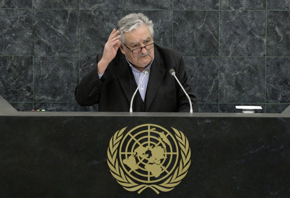 El presidente uruguayo José Mujica se dirige a la Asamblea General de la ONU, el 24 de septiembre de 2013, en la ciudad de Nueva York (EE UU).