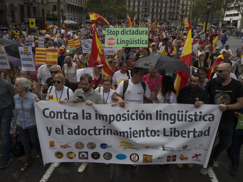La asociación Hablamos Español había convocado para la mañana de hoy una manifestación que debía comenzar en la plaza Universitat y acabar frente a la Generalitat.