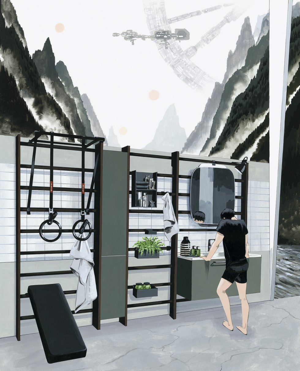 Un TRX junto al toallero o unas pesas al lado del lavabo. Los baños no son las estancias de mayor tamaño, pero sí se ha acomodado a los nuevos hábitos saludables de sus inquilinos, que van relacionados con el cuidado personal y la relajación. Es decir, que si le da pereza ir al gimnasio, puede probar a meter el gimnasio en su casa. “La tendencia del baño es hacia el spa; debido al ritmo de vida es la parte de la casa donde hay más relajación. Además, es una zona de espejos, donde uno es más libre”, cuenta la interiorista Marta Delgado.  En la ilustración:  El proyecto Gym Space, de SCAVOLINI.