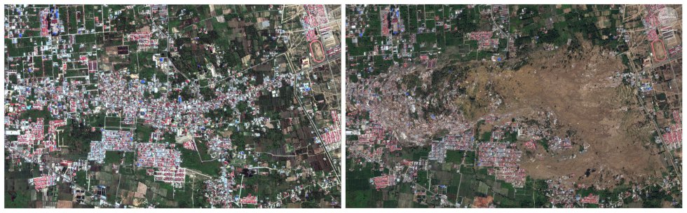 El barrio de Petobo en Palu el 17 de agosto (izquierda) y el 1 de octubre. Indonesia se encuentra situada en el Anillo de Fuego del Pacífico, una zona con elevada actividad sísmica. El caso más catastrófico se produjo en 2004, cuando un gran tsunami afectó a 14 países y mató a 226.000 personas, la mitad de ellos en Indonesia.