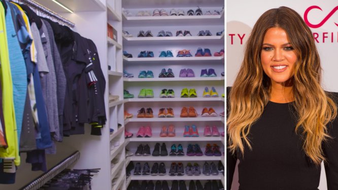 Khloé Kardashian ha estado enfocada en mantenerse en forma, y por eso ha decidido tener toda una habitación llena de artículos de deporte, incluida una pared con zapatillas en todos los colores.