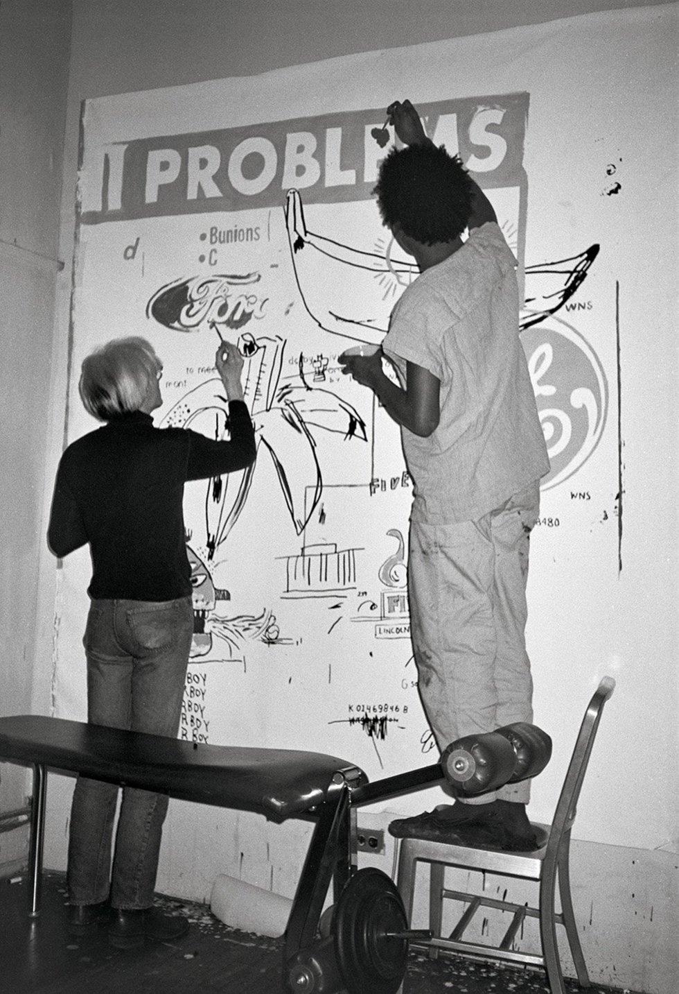 La pareja, durante una jornada de marzo de 1984 en el estudio de Warhol.