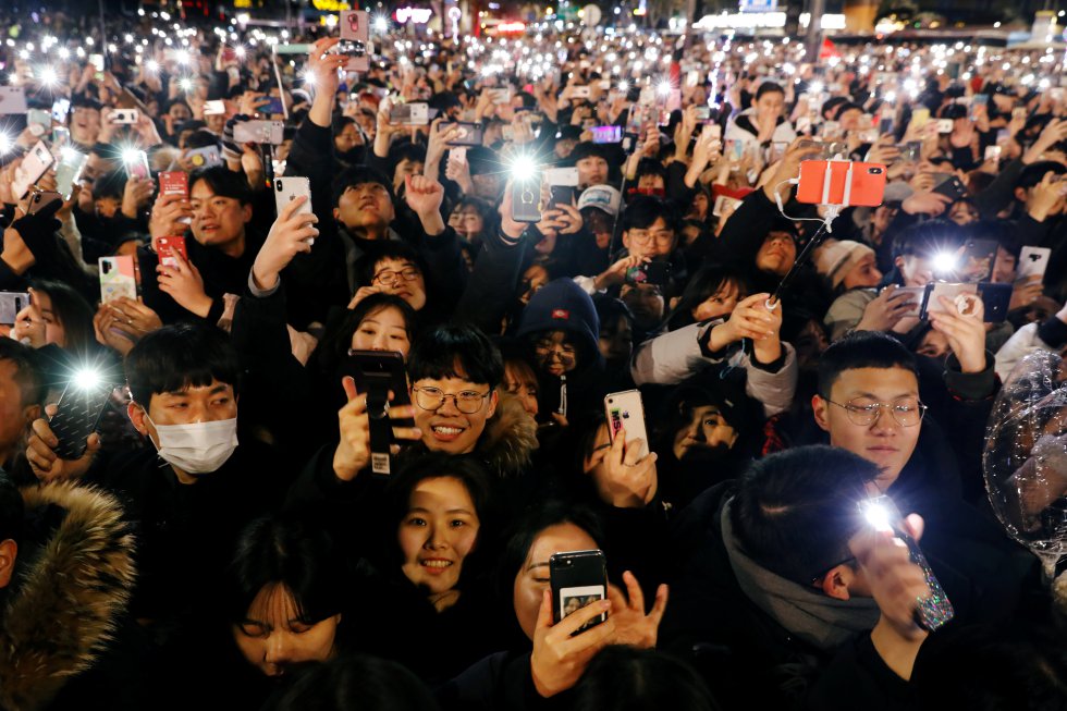 Celebración en Seúl (Corea del Sur) de la última noche del año.