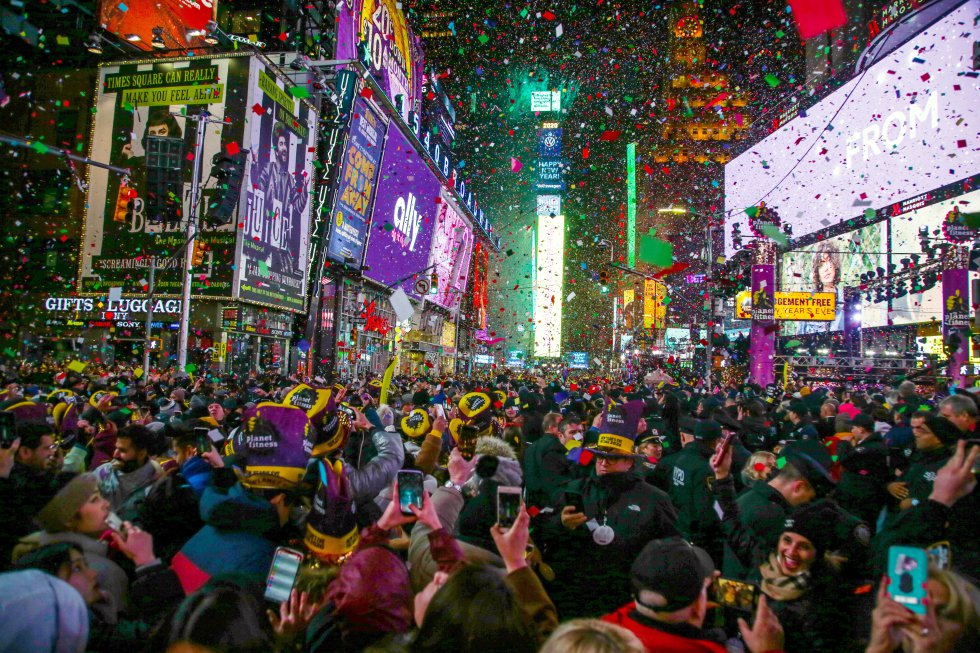 Celebración del Año Nuevo en Times Square, en Nueva York.