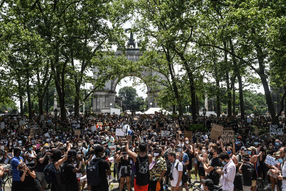 La protesta se congregó también en el barrio de Brooklyn, en Nueva York.