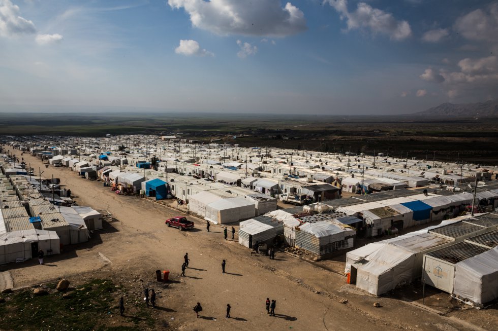 Vista del campo de refugiados de Rwanga. El campamento alberga a más de 15.000 desplazados internos, en su mayoría yazidíes y algunos sirios. Es uno de los 25 campos alrededor de Duhok, en la región norte de Irak controlada por los kurdos. Estos campos han acogido a desplazados que huyen de ISIS desde 2014.