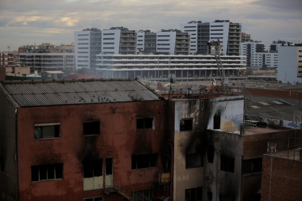 Aspecto do edifício afetado pelo incêndio.