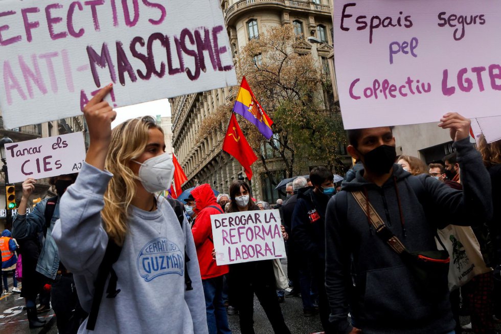 Demonstração do Primeiro de Maio em Barcelona.