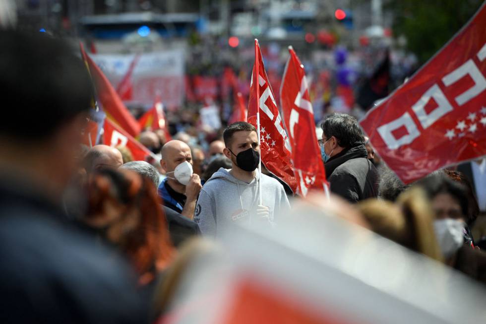 Celebração do Primeiro de Maio em Madrid.