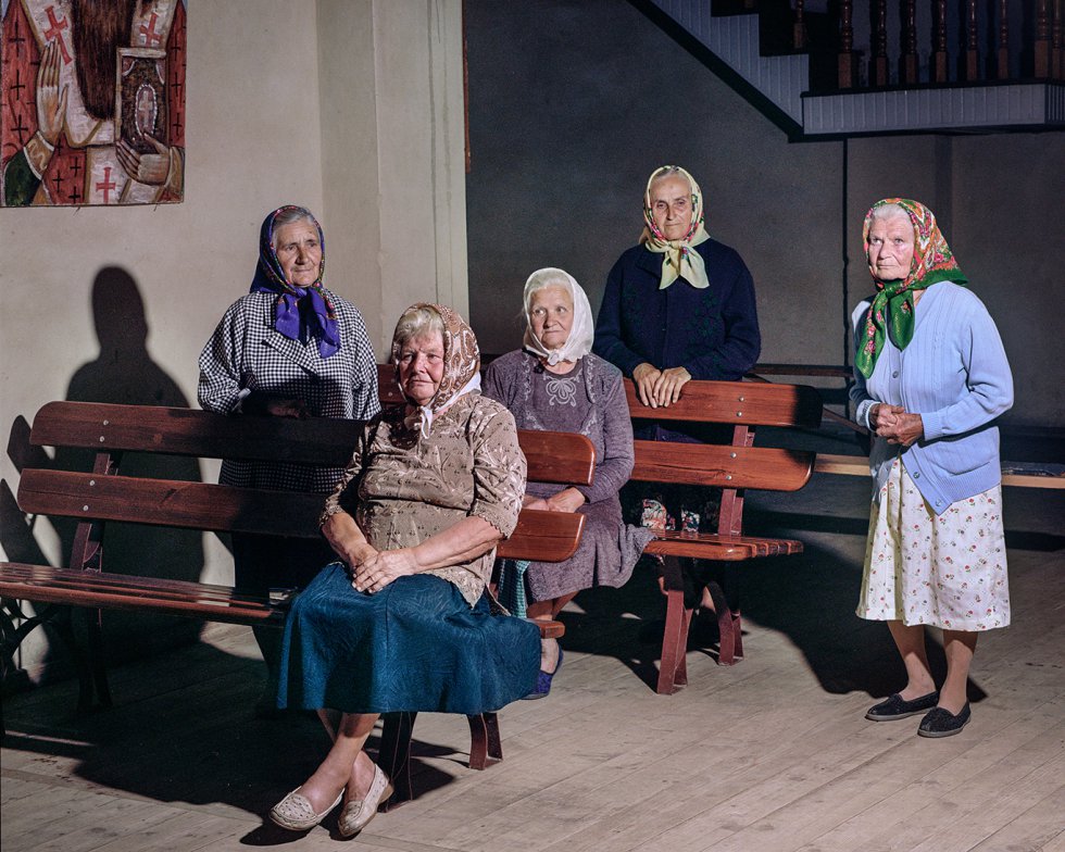 Maria Holubets, Natalia Tarasenko, Rozalia Boiko, Maria Shvanyk,rny Rozalia Mahnyk, en el Monasterio Griego Católico, Zvanivka, 2018. 