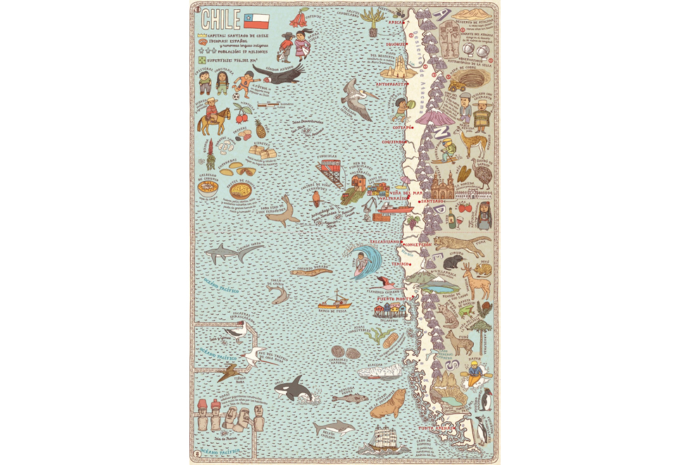 El desierto de Atacama, el parque nacional Torres del Paine y el archipiélago de Juan Fernández son algunas de las maravillas naturales dibujadas en Chile.