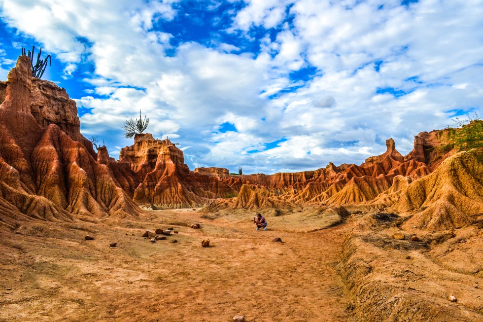 Apesar de sua aparência árida - uma paisagem de ravinas ocre e cinza pontilhada de cactos - o deserto colombiano de Tatacoa (em homenagem a uma cobra frequente na área) nada mais é do que uma floresta tropical seca que no período terciário abrigava um pomar de árvores e flores.  Além disso, é um dos melhores lugares do mundo para ver as estrelas.