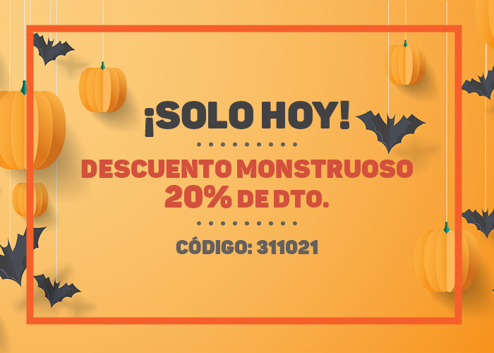 ¡Solo hoy! Descuento mosntruoso. 20% de descuento. Código: 311021