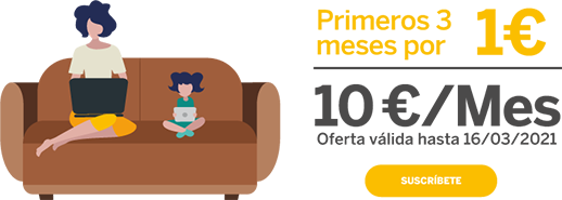 Primeros 3 meses por 1 €. 10 € /mes