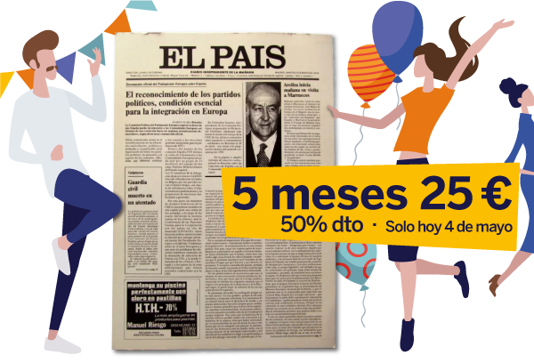 5 meses 25 €. 50% de descuento. Solo hoy 4 de mayo