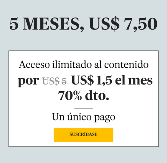 5 meses por US$ 7,50 al mes