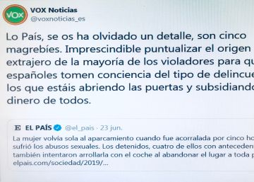 La Fiscalía considera que Vox incurrió en un delito de odio al acusar a magrebíes de un abuso sexual cometido por españoles