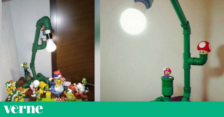 Su padre le hizo una lámpara de Mario Bros para que no tuviera miedo en las  noches